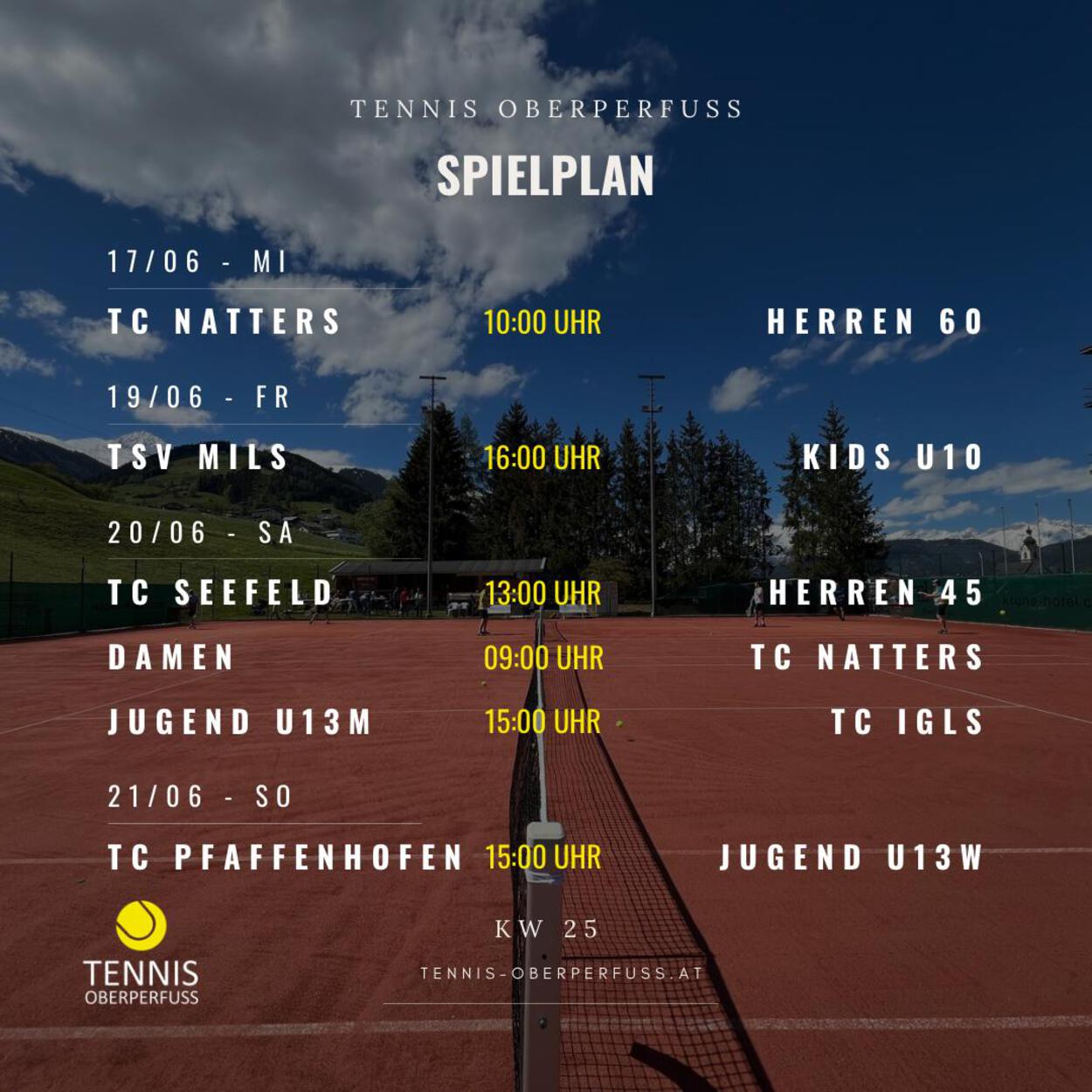 Spielplan für die KW 25